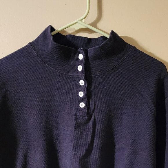 Easy Options Rib Knit Button Mock - Picture 2 of 3